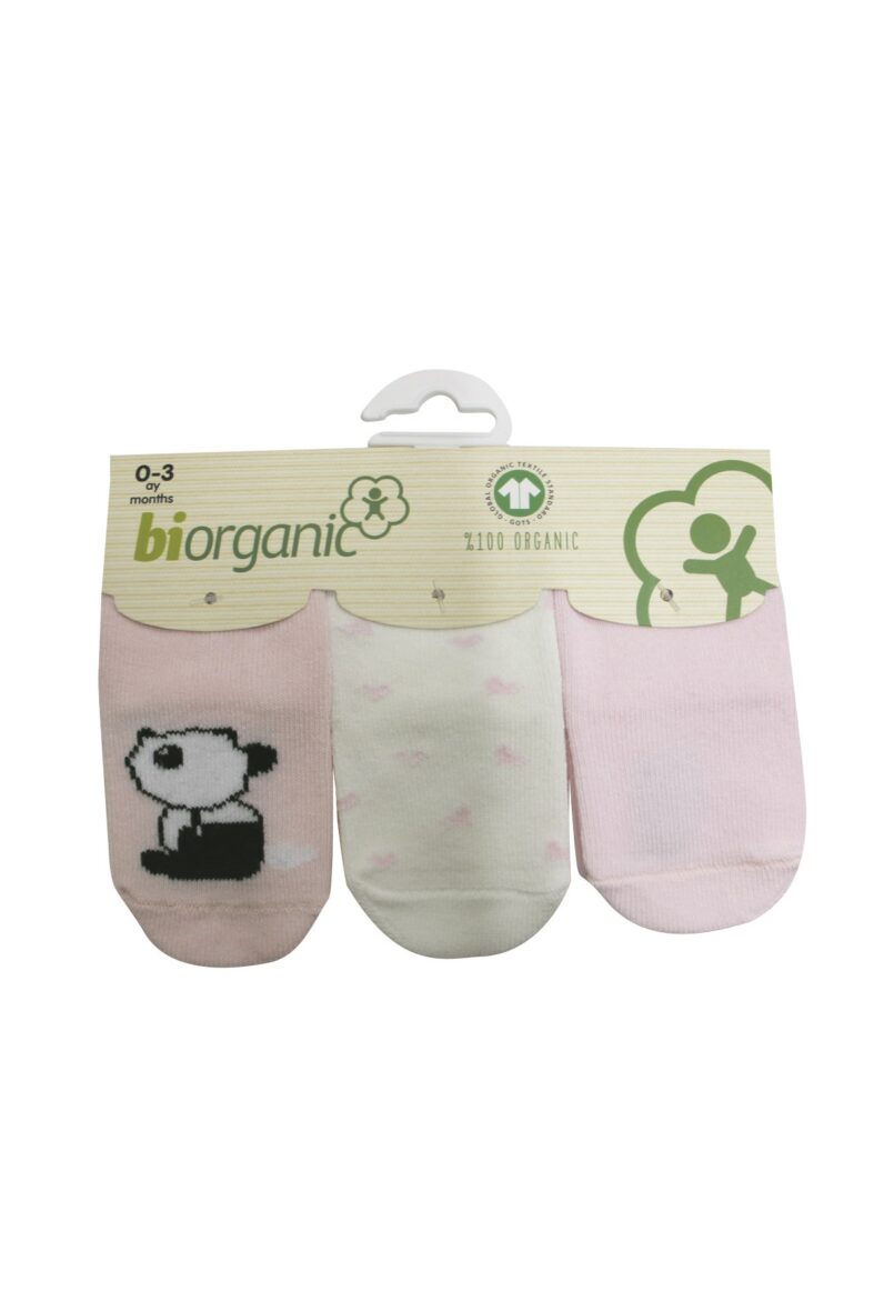 Bibaby Biorganic Elegant Panda 3’Lü Çorap 68358 Pembe