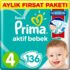 prima bebek bezi aktif bebek 4 beden aylik firsat paketi 136 adet 206558