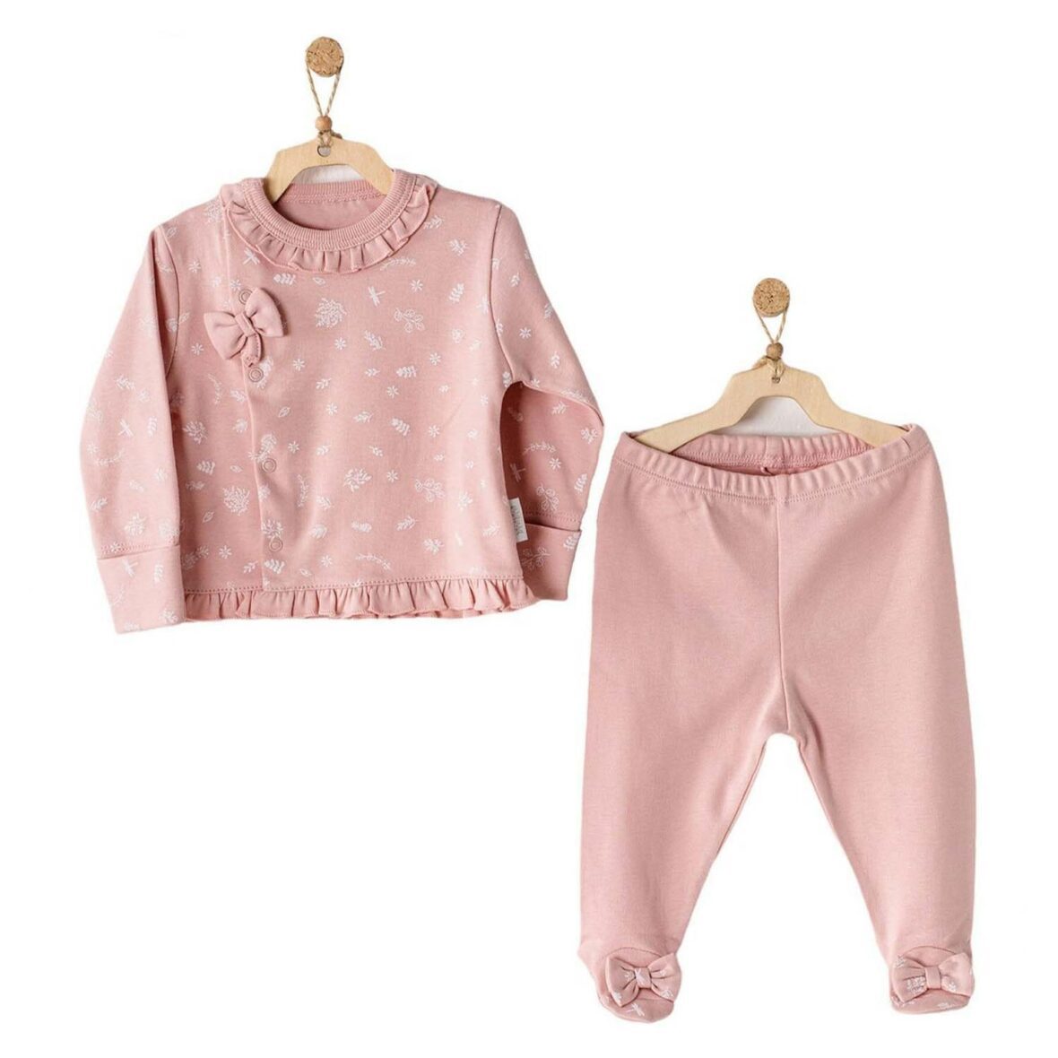 Andywawa AC23064 Floral 100% Organic Cotton 2Li Bebe Zıbın Pink