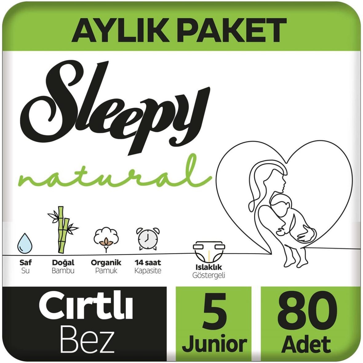 Sleepy Natural Bebek Bezi 4Lü Jumbo 5 Beden 11-18 Kg 80 Adet