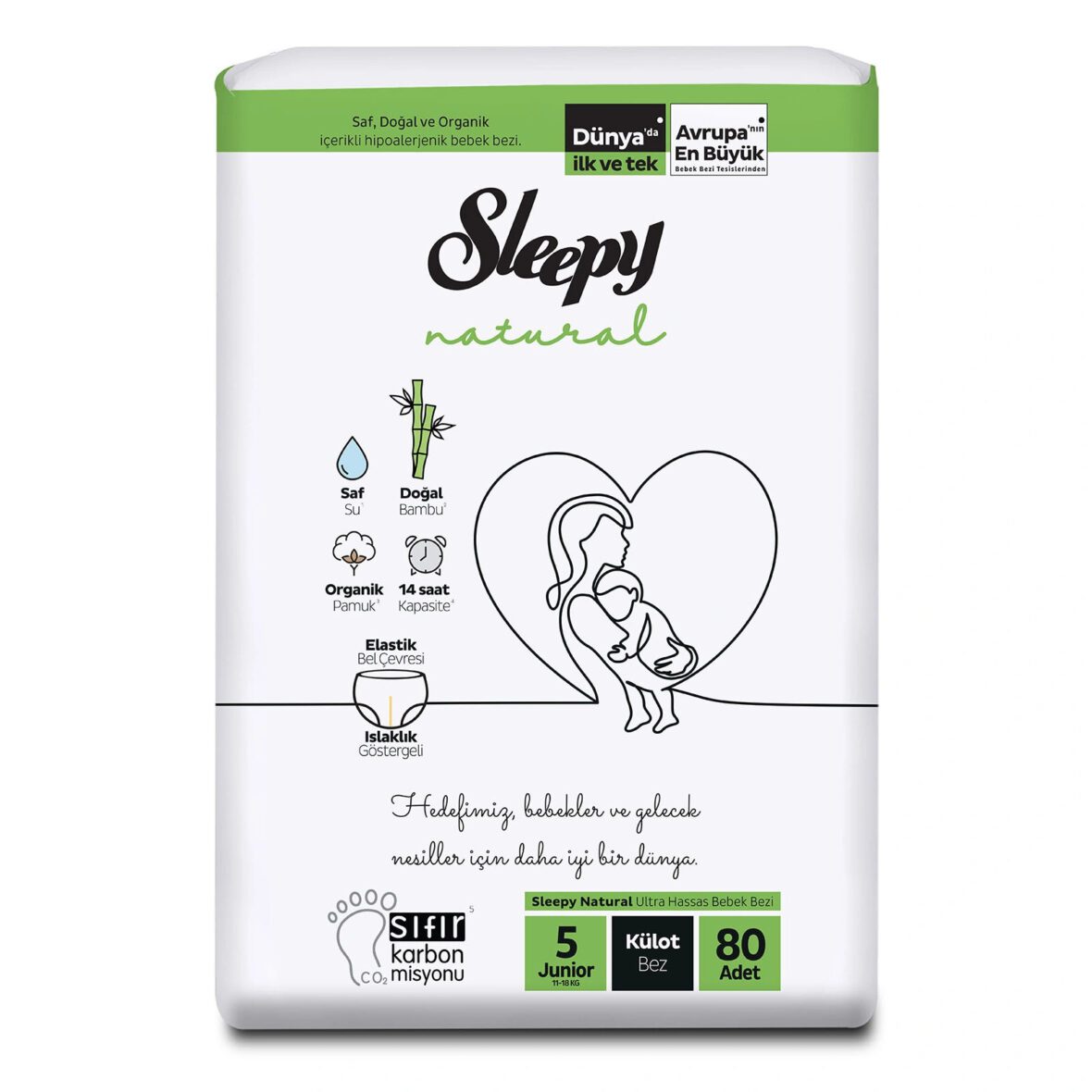 Sleepy Natural Külot Bez 4Lü Jumbo 5 Beden 11-18 Kg 80 Adet