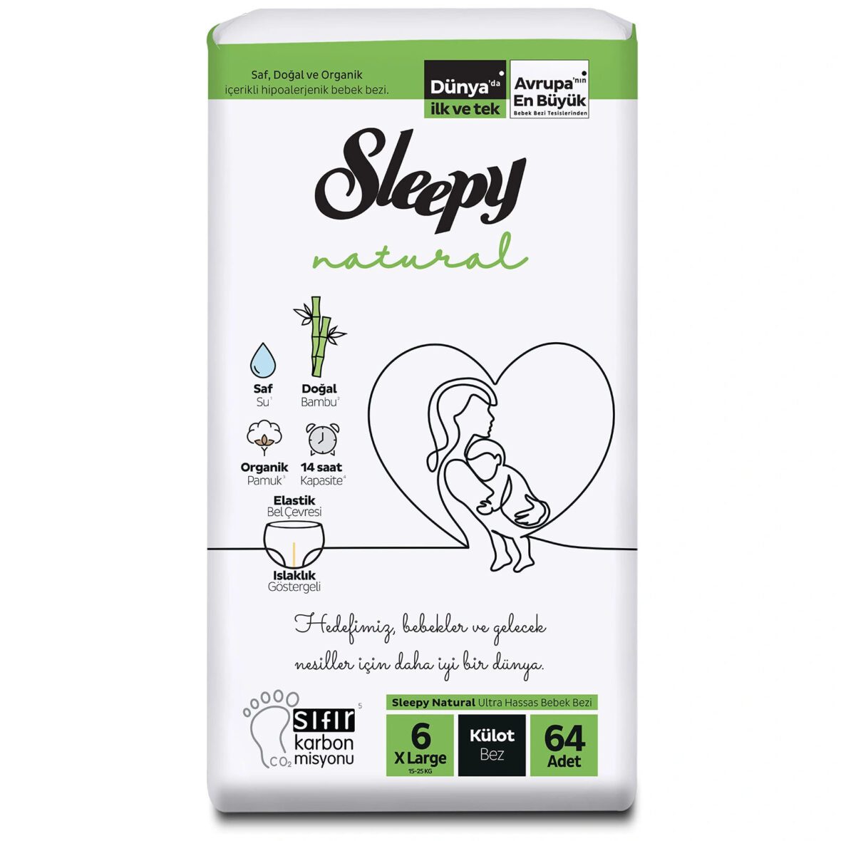 Sleepy Natural Külot Bez 4Lü Jumbo 6 Beden 15-25 Kg 64 Adet