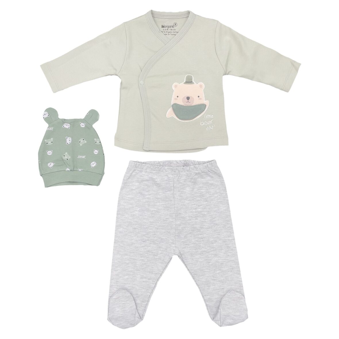 Bibaby Biorganic Hug Me Bear 3’Lü Zıbın Set 73280 Karmelanj