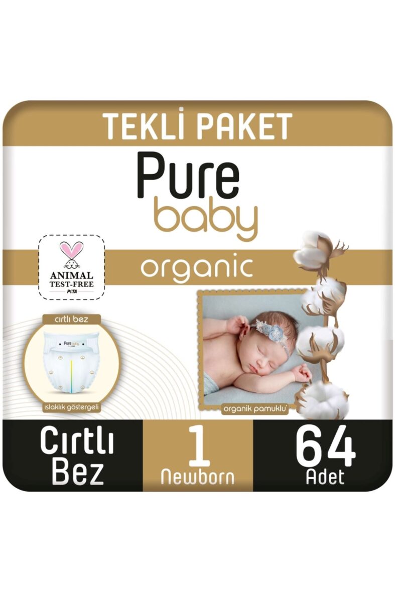 Sleepy Pure Baby Organik Bebek Bezi 2Li Jumbo 1 Beden 2-5 Kg 64 Adet