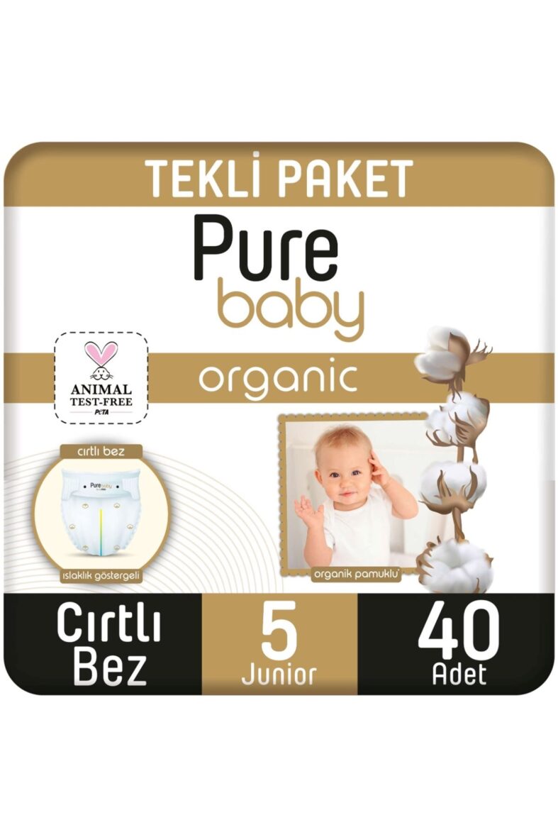 Sleepy Pure Baby Organik Bebek Bezi 2Li Jumbo 5 Beden 11-20 Kg 40 Adet