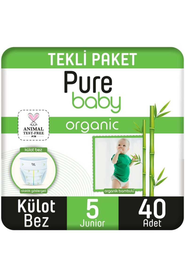 Sleepy Pure Baby Organik Külot Bez 2Li Jumbo 5 Beden 11-20 Kg 40 Adet