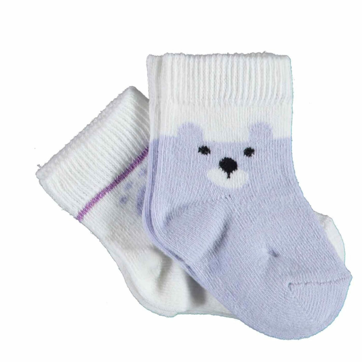 Bibaby Biorganic Happy Bear 2’Li Çorap 68413 Lila