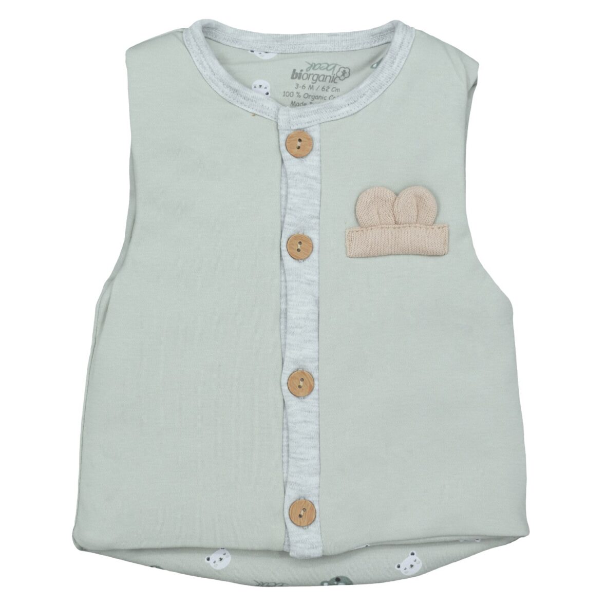 Bibaby Biorganic Hug Me Bear Elyaflı Yelek 61432 Yeşil