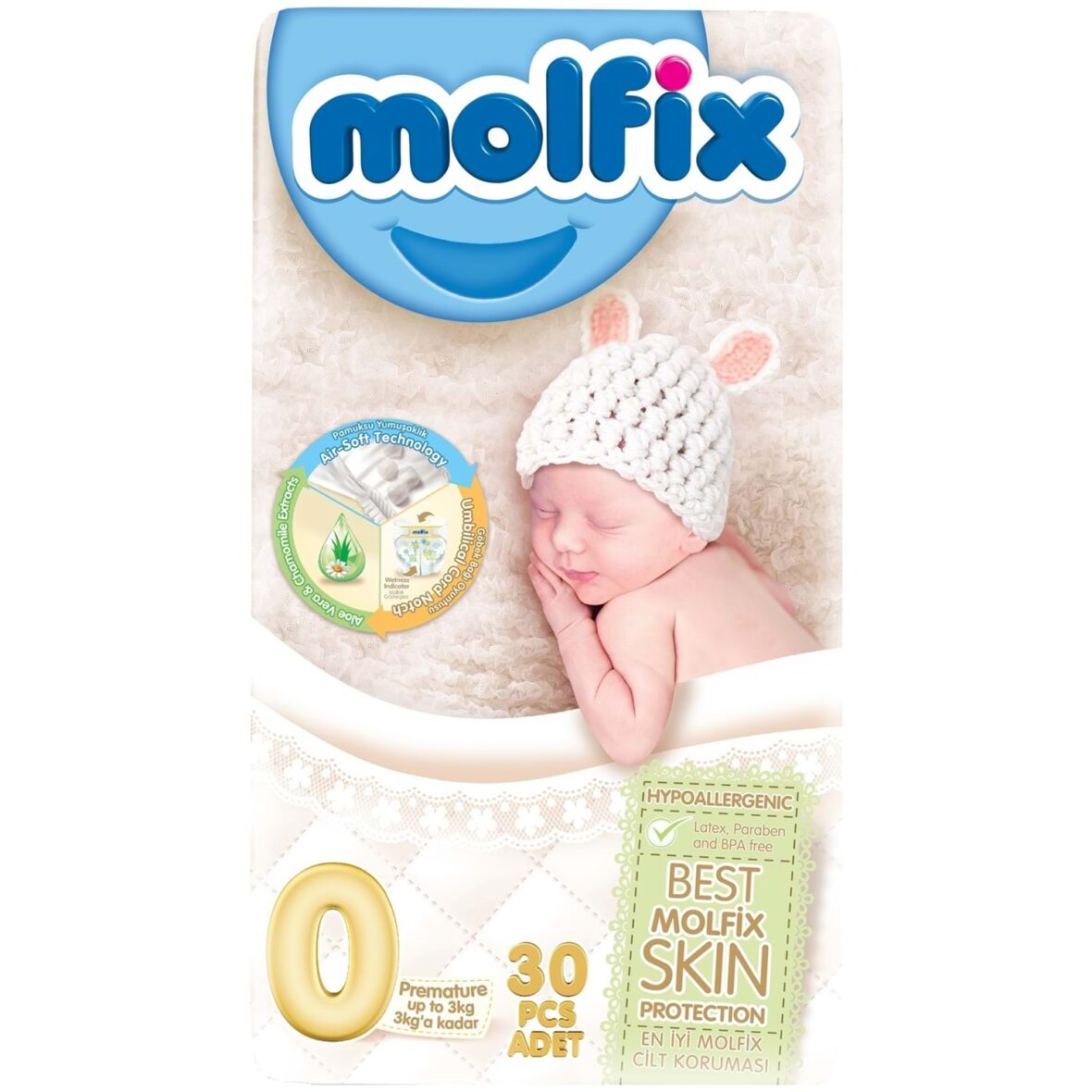 Molfix Premature Bebek Bezi 0 Beden 0-3 Kg 30 Adet