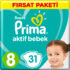 prima bebek bezi aktif bebek firsat paketi 8 beden 31 adet 231059