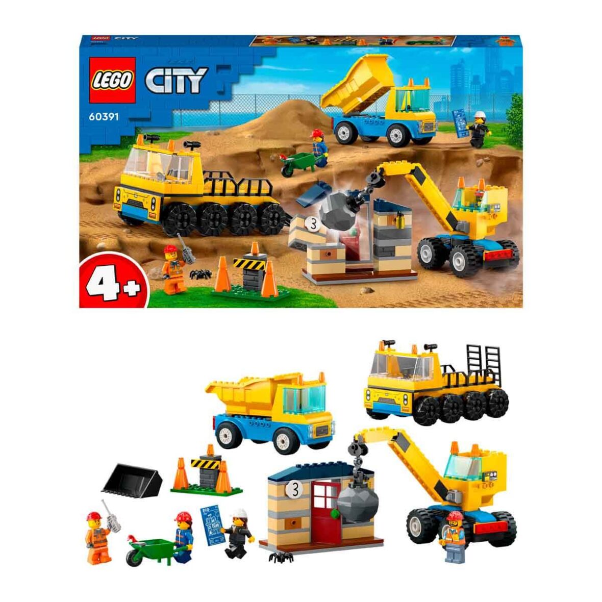 Lego City İnşaat Kamyonları ve Yıkım Gülleli Vinç 60391