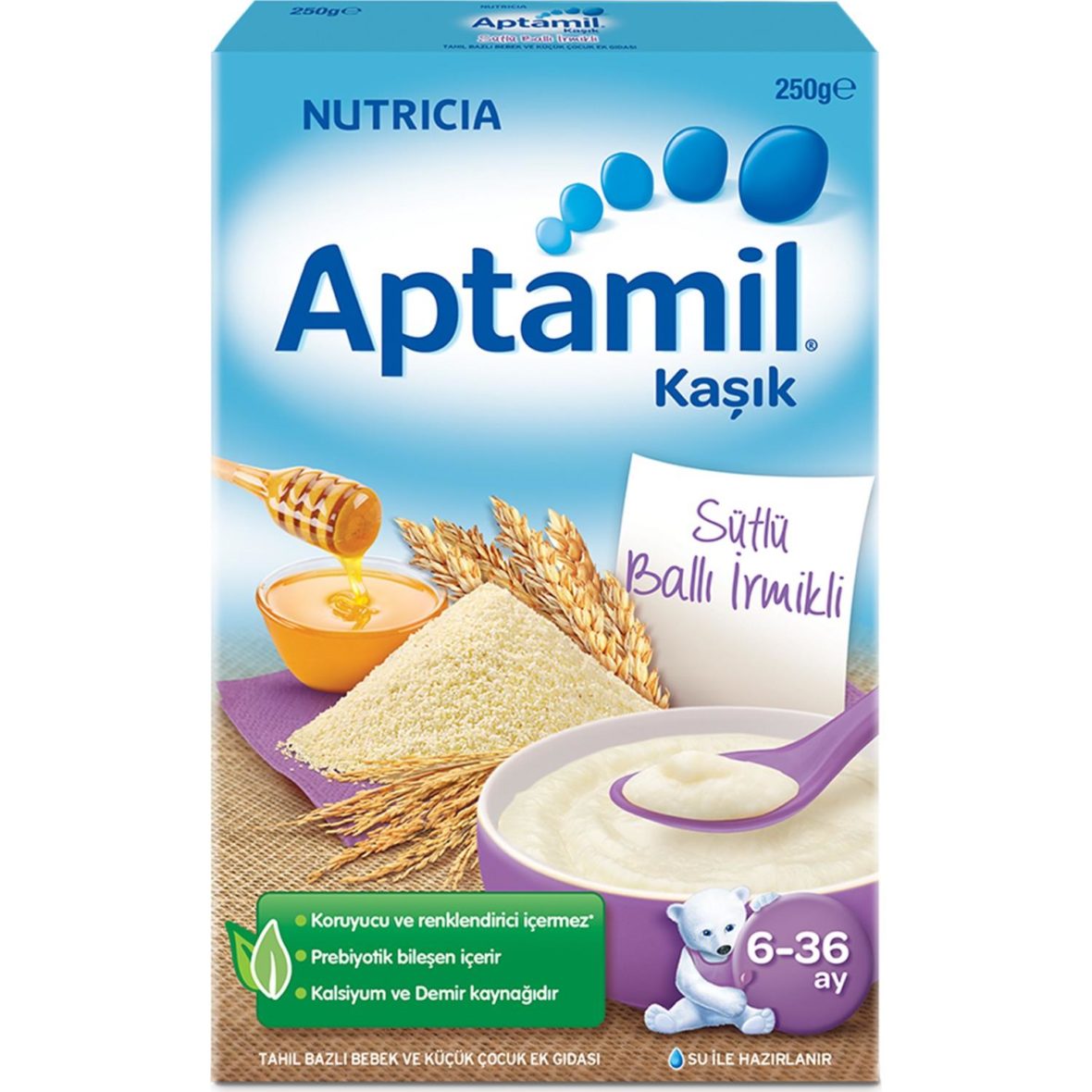 Aptamil Kaşık Sütlü Ballı İrmikli Kaşık Maması 250gr