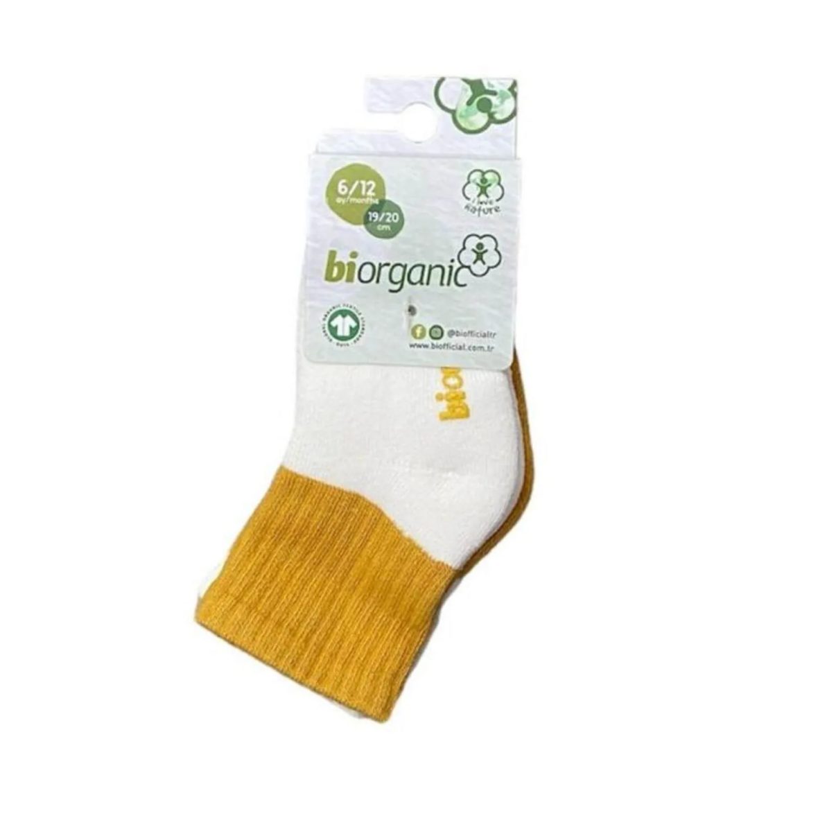 Bibaby Biorganic Colours 2’Li Havlu Kaymaz Çorap 68480 Ekru Hardal