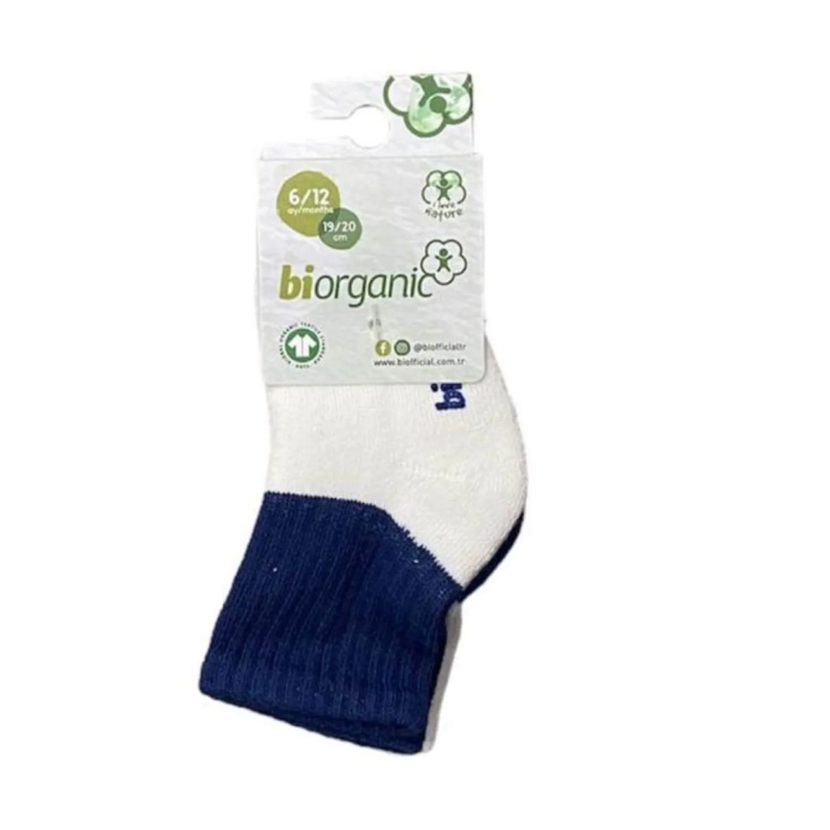 Bibaby Biorganic Colours 2’Li Havlu Kaymaz Çorap 68480 Ekru Lacivert