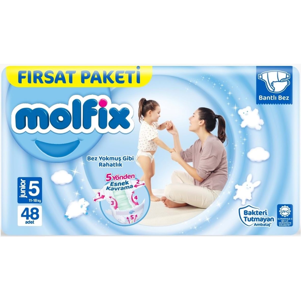 Molfix Bebek Bezi Fırsat Paketi 5 Beden 11-18 Kg 48 Adet