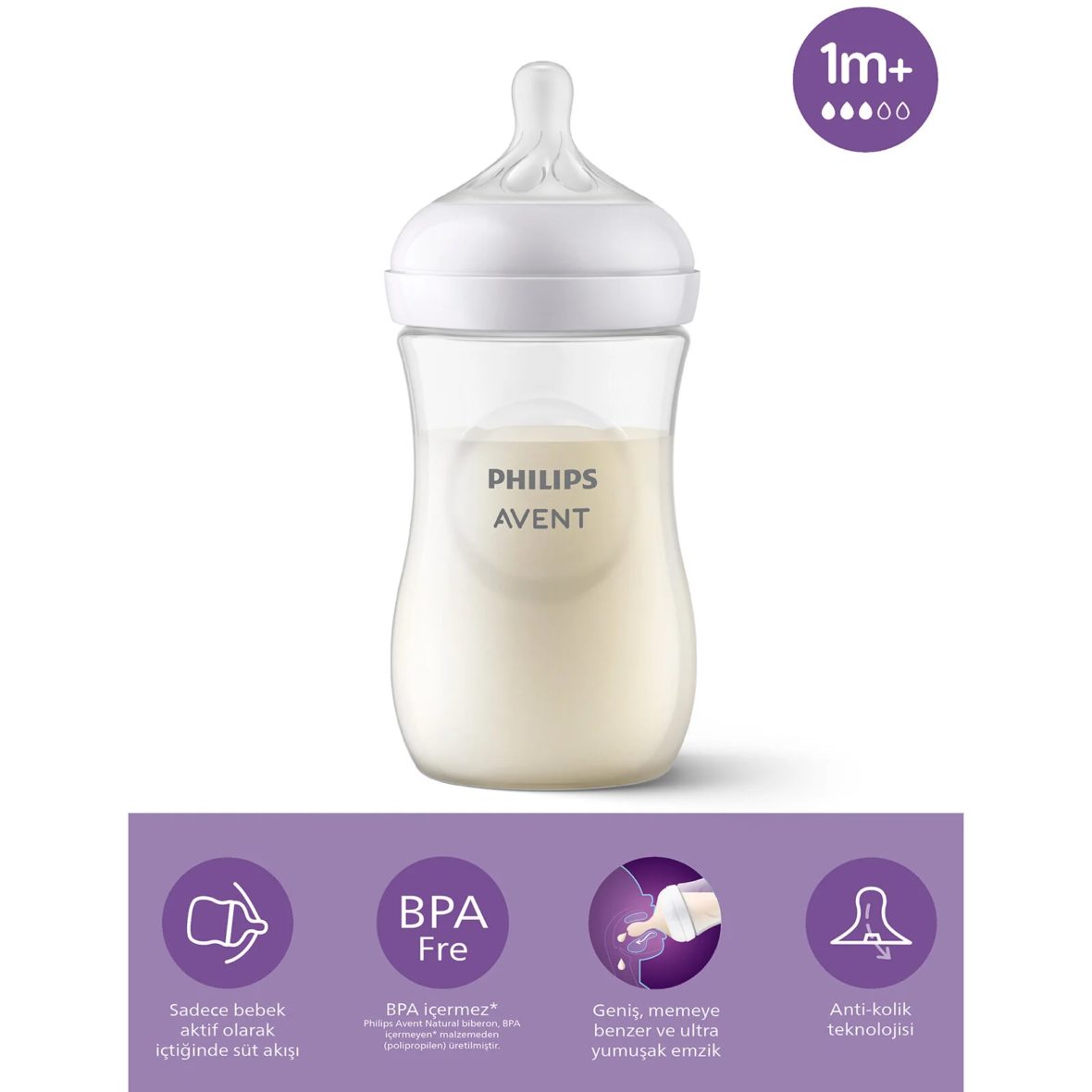 Philips Avent Doğal Tepkili Natural Response PP Biberon 260ml 1+ Ay