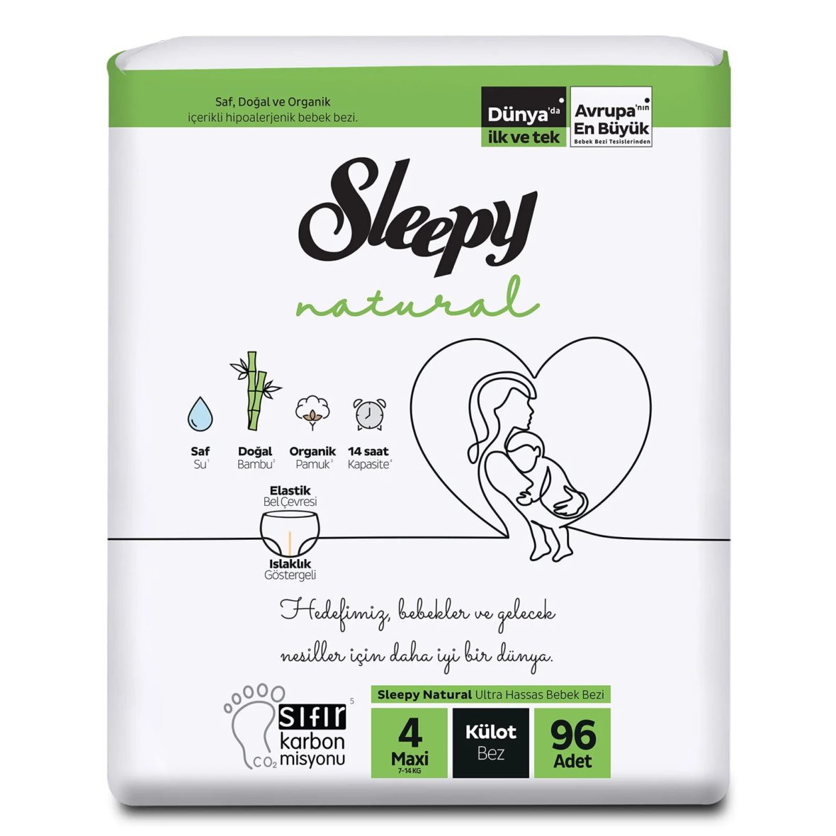 Sleepy Natural Külot Bez 4Lü Jumbo 4 Beden 7-14 Kg 96 Adet