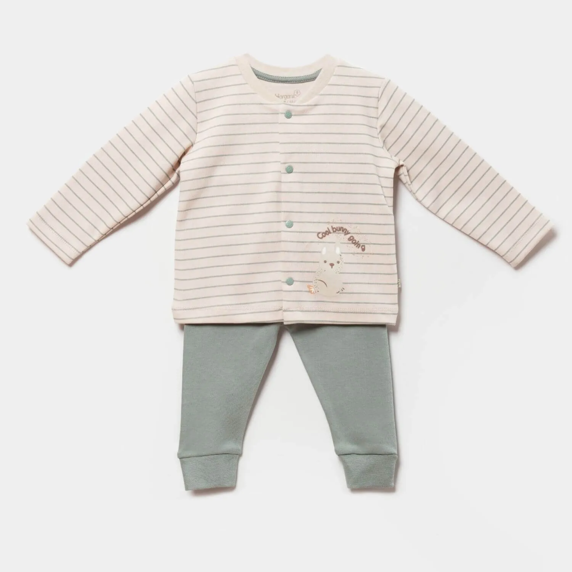 Bibaby Biorganic Cool Lines Bunny Pijama Takımı 59770 Bej-Hardal