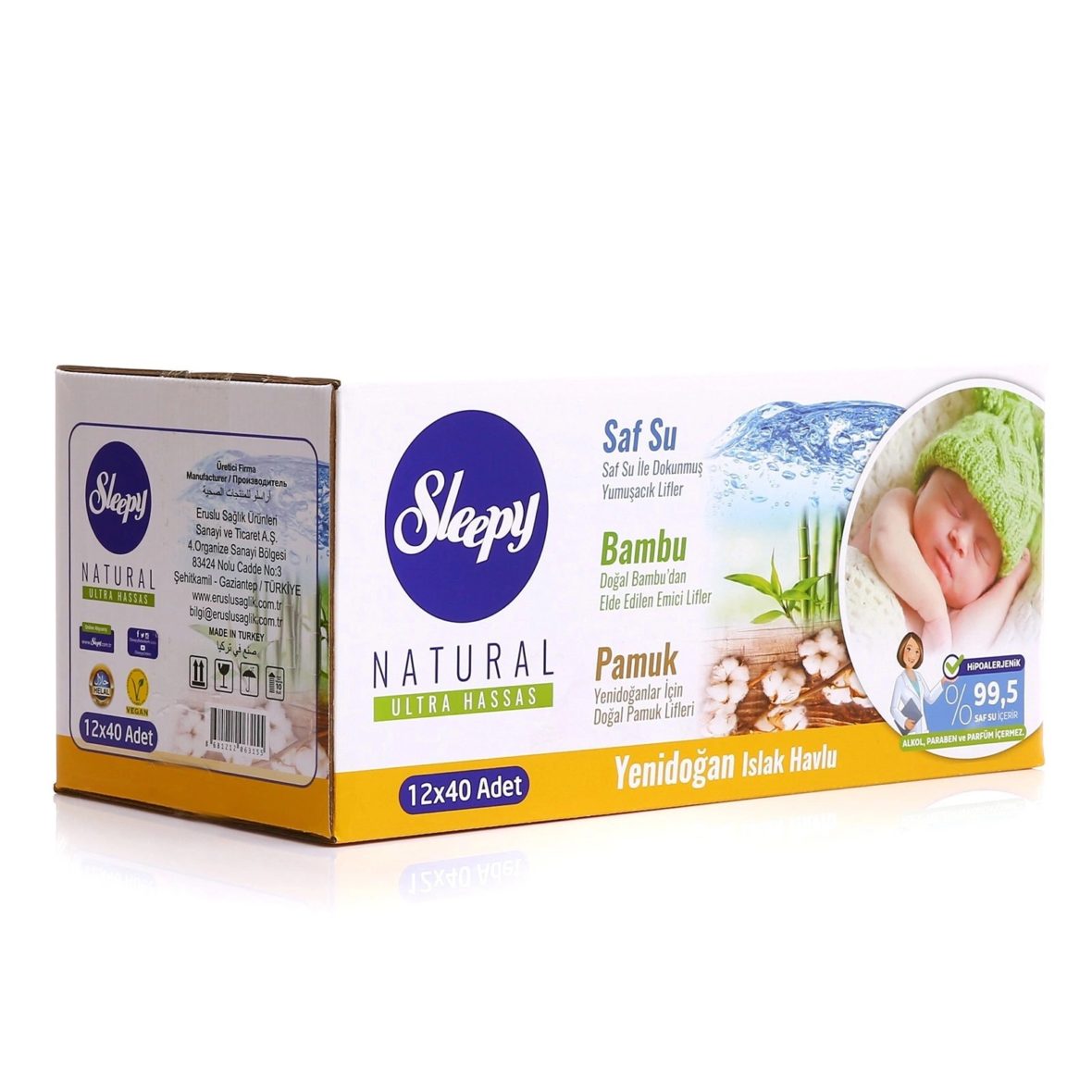 Sleepy Natural Yenidoğan Islak Mendil 12×40 480 Yaprak