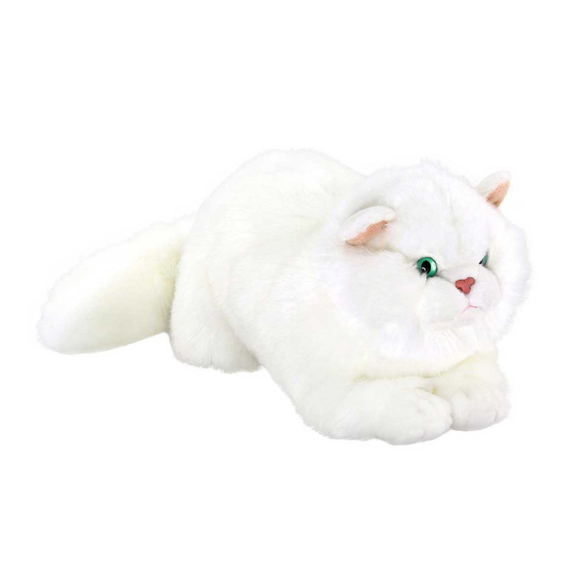 Yatan Beyaz Kedi Peluş 34 Cm