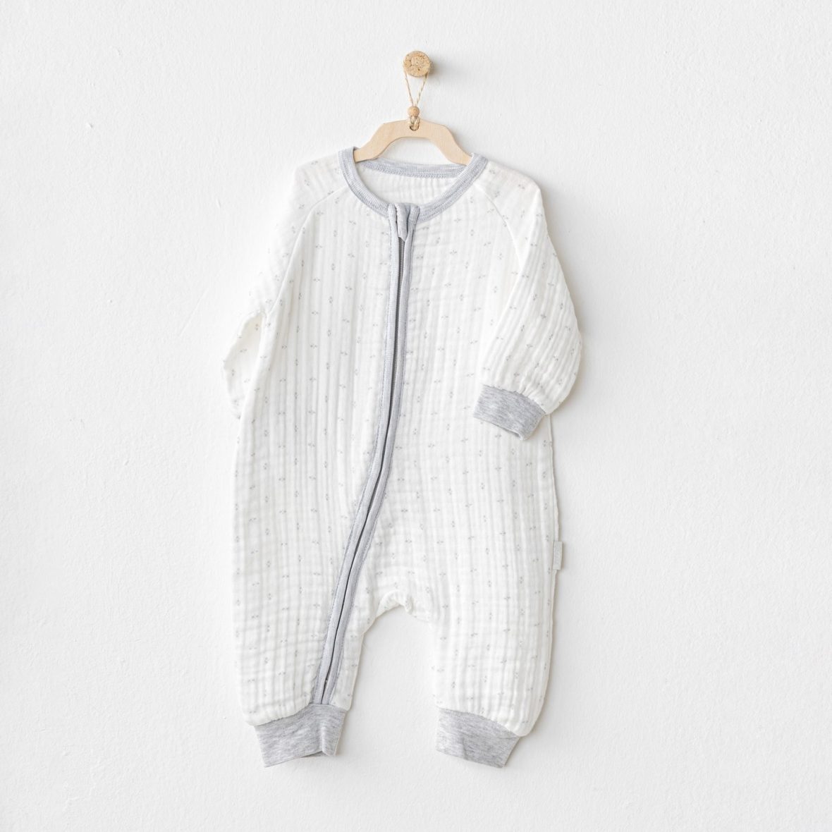 Andywawa AC24736 Romper Müslin Wawa Boys Bebek Tulum White