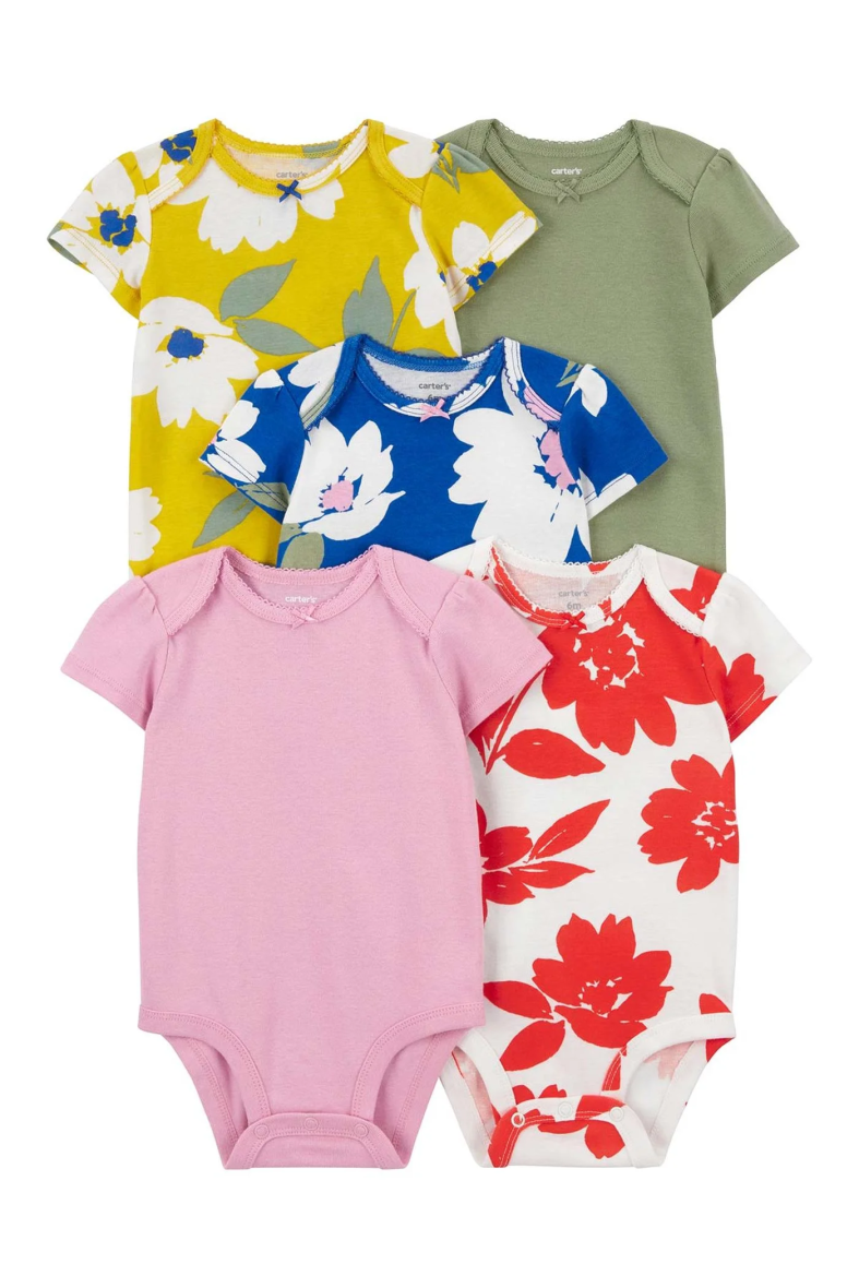 Carter’s Layette Kız Bebek 5’Li Kısa Kol Body 1Q934210 Karışık Renkli