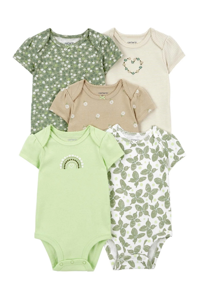 Carter’s Layette Kız Bebek 5’Li Kısa Kol Body 1Q934410 Karışık Renkli