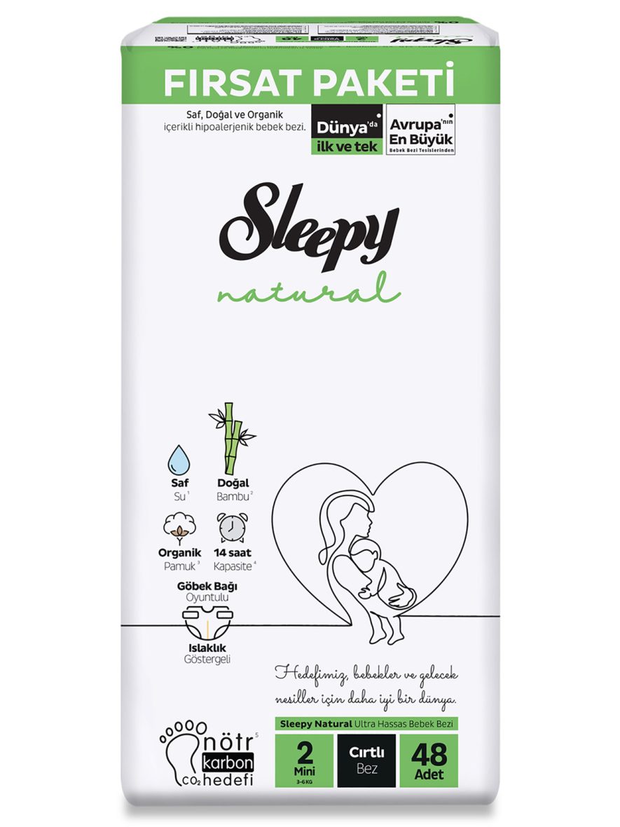 Sleepy Natural Bebek Bezi 2’Li Fırsat Paketi 2 Beden 48 Adet