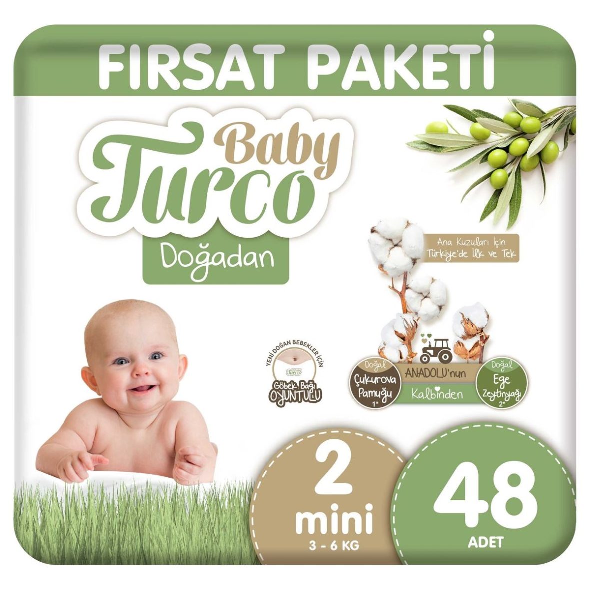 Baby Turco Doğadan Bebek Bezi Fırsat Paketi No:2 48 Adet