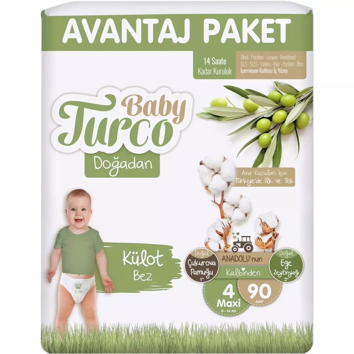 Baby Turco Doğadan Külot Bez No:4 90 Adet