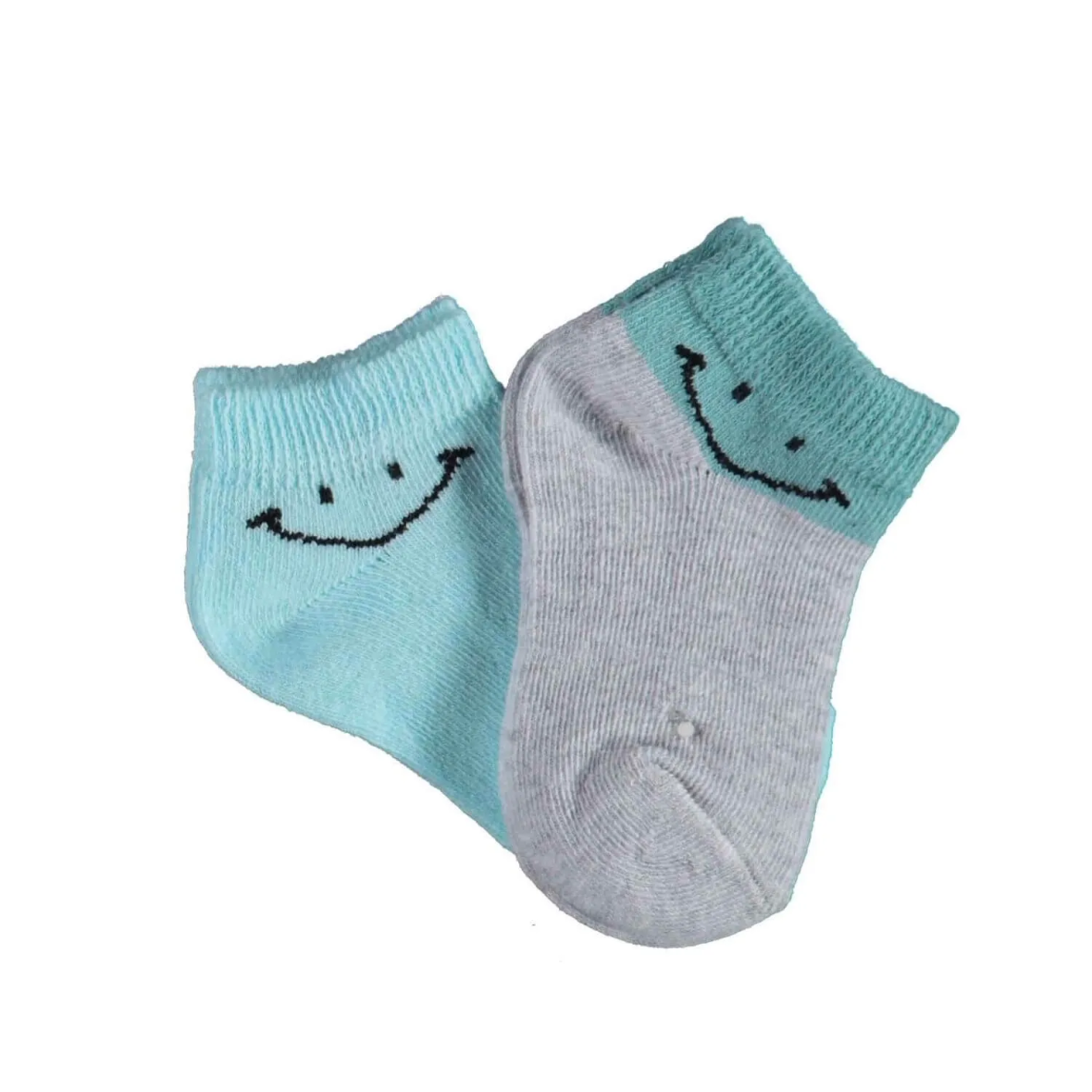 Bibaby Biorganic Smile 2’Li Yaş Patik Çorap 68428 Gri Mint